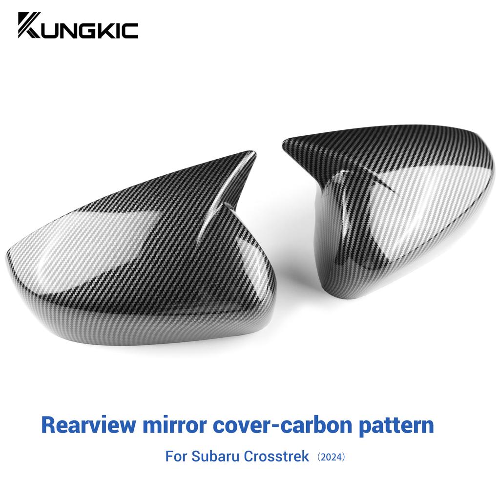 Rearview Mirror Cover For Subaru Crosstrek Impreza 2025 Carbon Fiber ABS Style Glossy Black Rear View Mirror Sticker Cap
