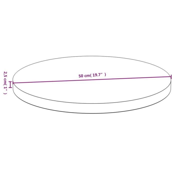 VidaXL Dessus de table Ø50x2,5 cm bambou 352680