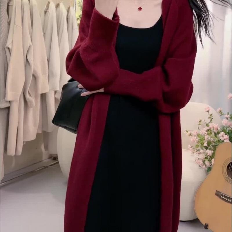 Korean-Style Mid-Length Knitted Cardigan Coat for Autumn/Winter 2024