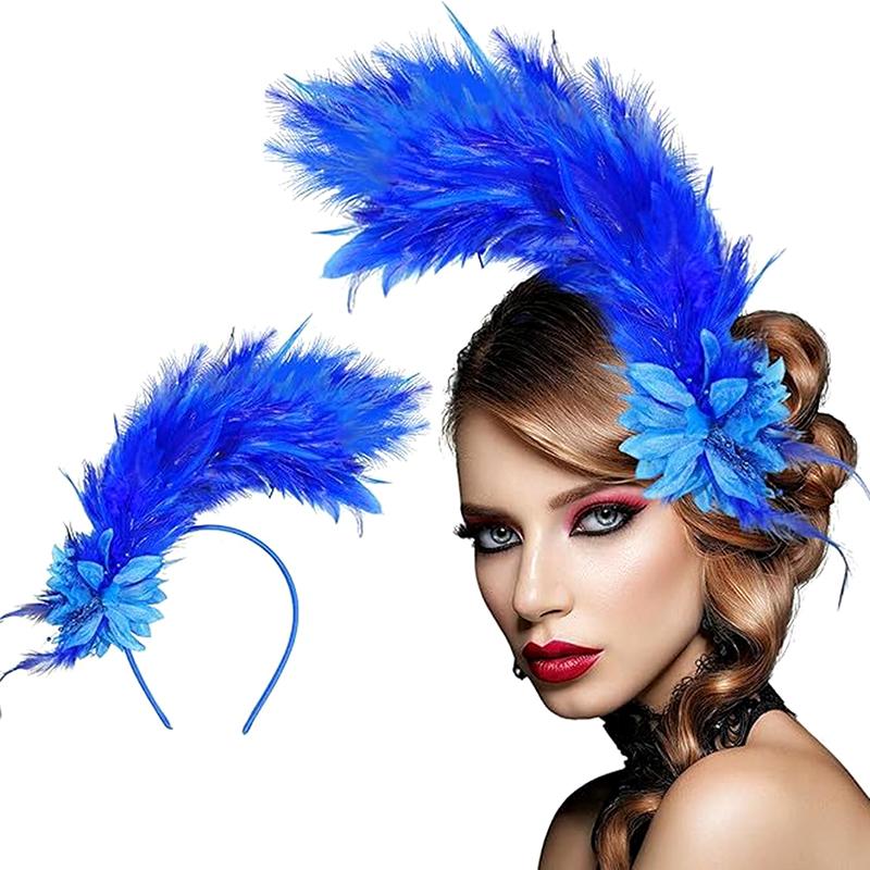 Women'S Feather Fascinator Colored Headband Hair Accessories For Women Tea Party Stage Performance Headpiece