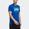 Adidas Letter Print Crew Neck Casual Simple Short Sleeve T-Shirt Men Tops College-Blue FJ6866