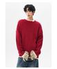 Jian Heng Red Henley Collar Men's Knit Sweater - Loose & Cozy for Autumn/Winter Christmas & New Year