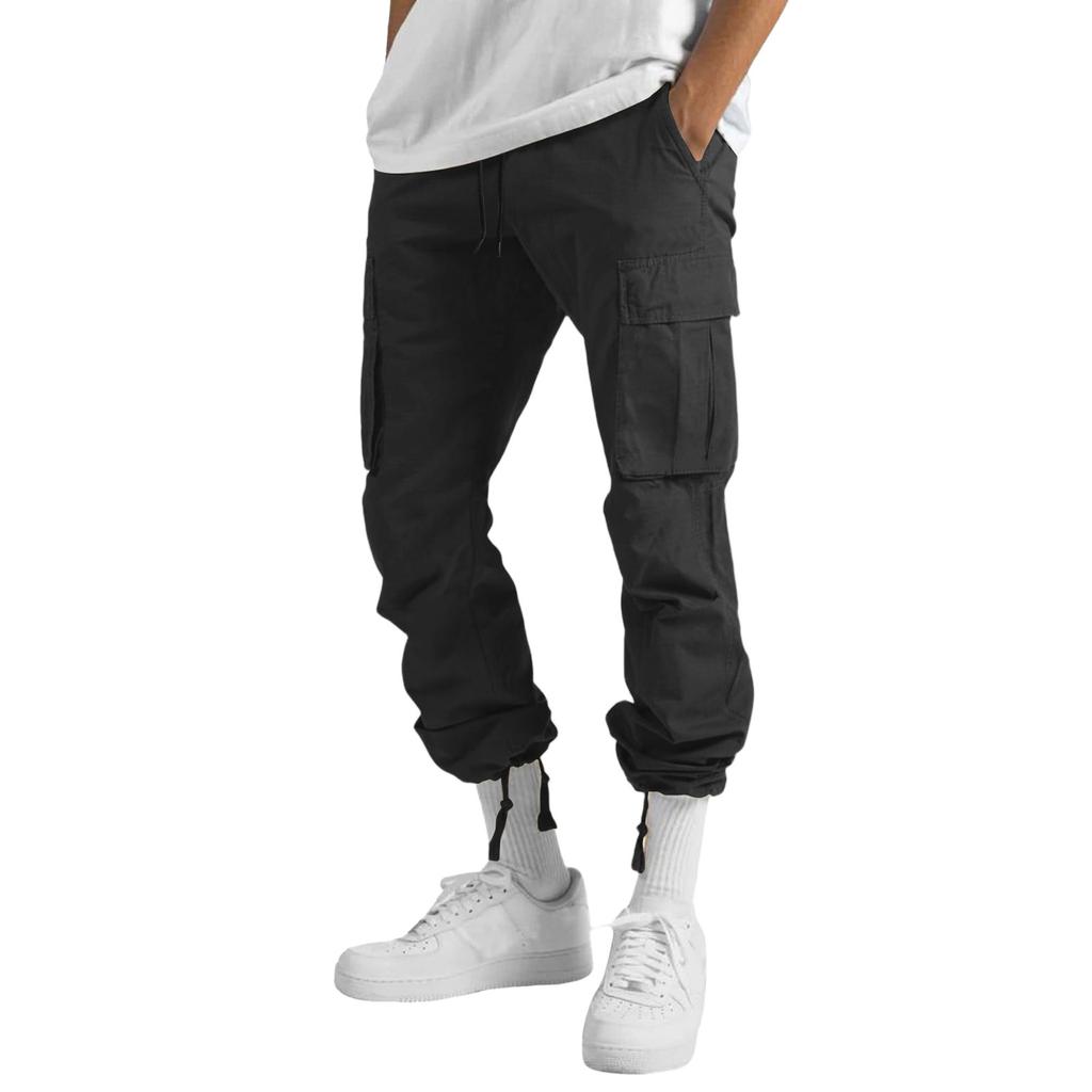 Men's Loose Casual Multi-pocket Work Pants, Youth Stretch Waist Drawstring  Pants
