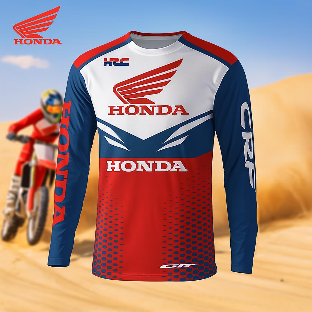 Honda 26 New Quick-Dry Men's Motorcycle Long Sleeve Breathable Riding T-Shirt Suitable for Off-Road Outdoor Riding