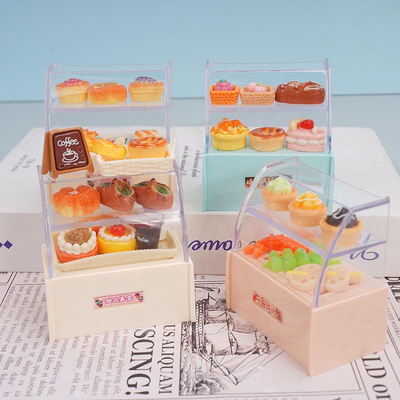 1/12 Dollhouse Mini Supermarket Convenience Store Display Rack Cabinet Model Dollhouse Micro Scene Ornament Kid Pretend Play Toy