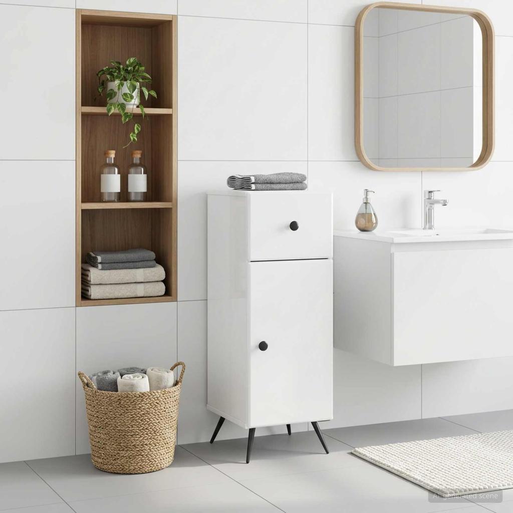 Bathroom Storage Cabinet BREDA High Gloss White