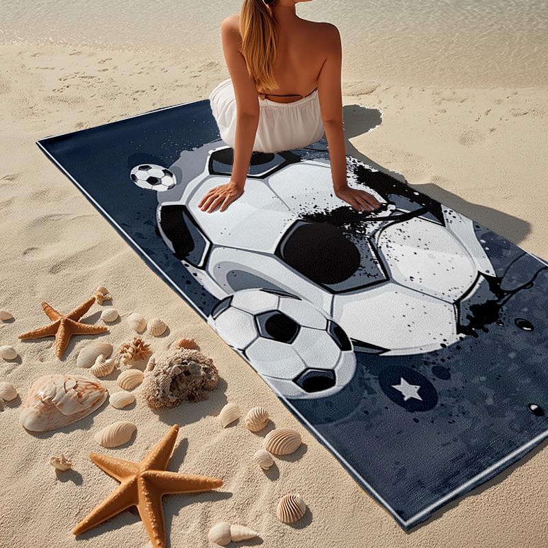 Soccer Ball Pattern Background Beach Towel, Super Soft Microfiber, Gift for Her/Him, Birthday, for Pool, Beach, Travel, Home Decor Fan Gifts