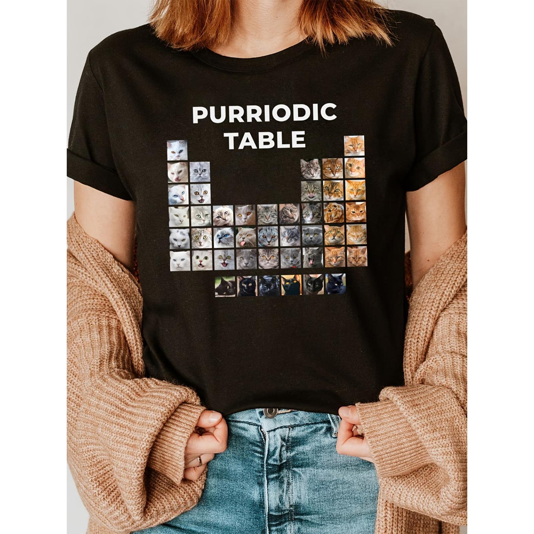 

Футболка с принтом кошек, круглый вырез, короткий рукав, повседневный топ для лета и весны, женская одежда S чёрный