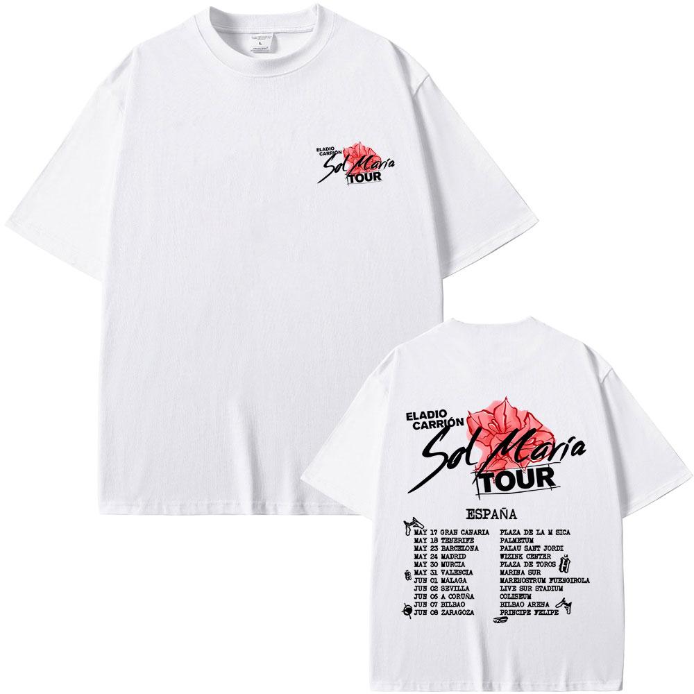 Rapper Eladio Carrion Sol Maria Tour T Shirts Unisex Unisex Hip Hop Vintage Oversized T-shirts Unisex's Casual Crewneck Cotton T-shirt