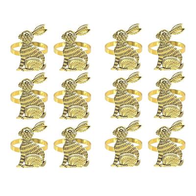 Good-Easter Bunny Napkin Rings Napkin Ring Holders Metal Table Decor Set Of 12 For Easter Party Banquet Dinner