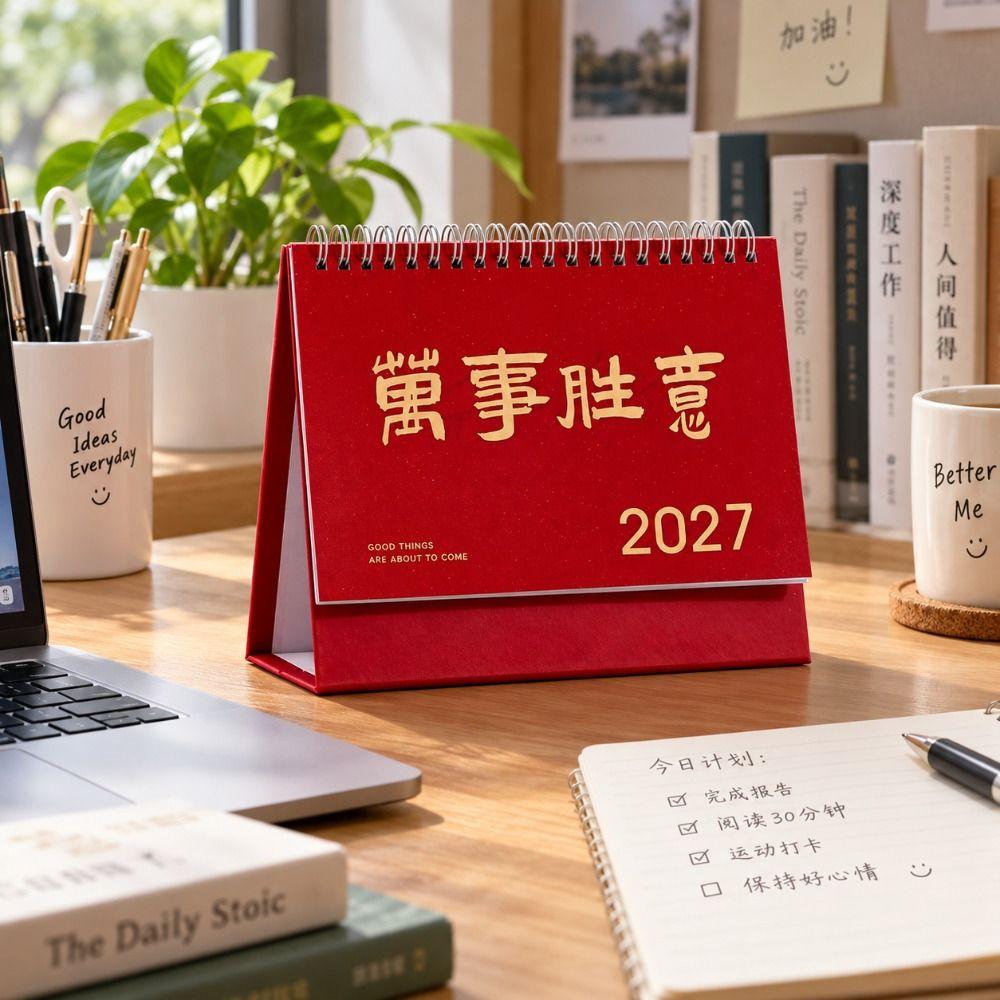 Foldable 2027 Desktop Desk Calendar Portable Flip Calendar Academic Planner Office Supply