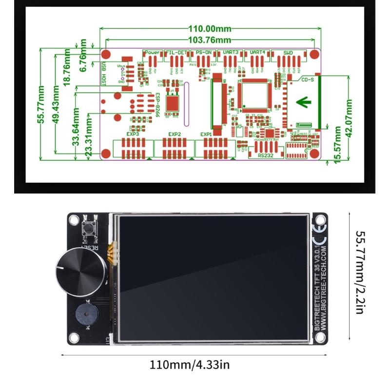 3D-Druckerzubehör TFT35 3.0 LCD-Bildschirm Wifi-Modul für SKR 1.4 und Ender3 CR10