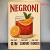 Xcm Retro Cocktail Recipe Tin Sign Vintage Negroni Metal Wall Decor for Bar Home