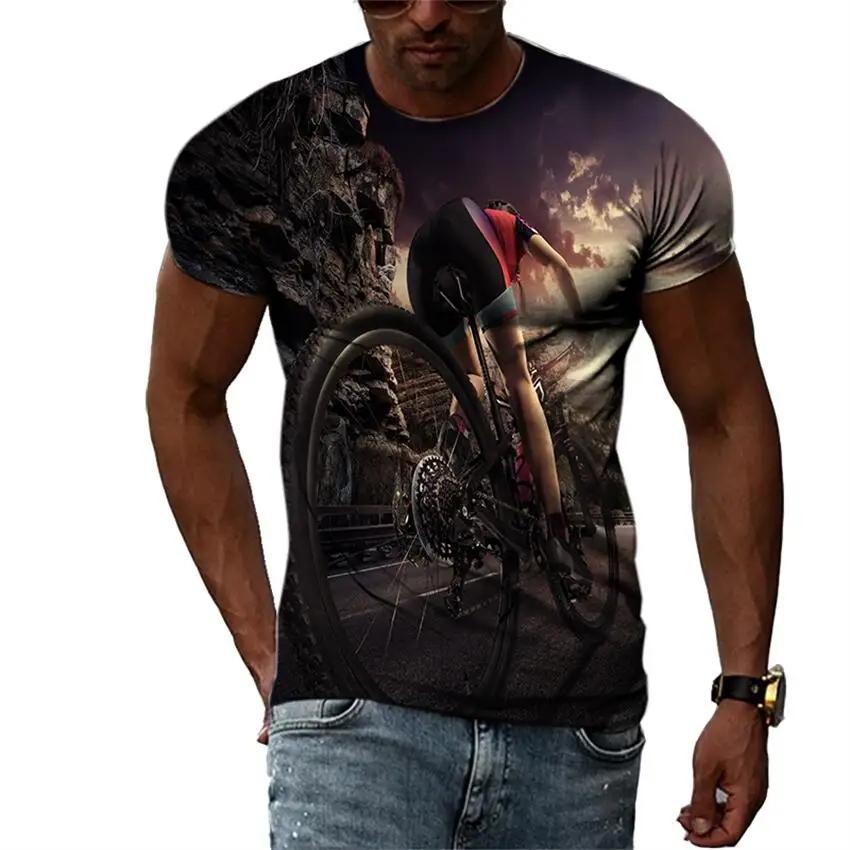 Neuer Trend Sommermode Fahrrad Herren T-Shirt Lässiges Print T-Shirt Hip Hop Personalisiert Rundhals Kurz Großes Oberteil