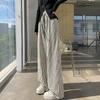 Texture soft waxy towel pants women's spring new black and white striped pants women's lazy wind loose and drape wide-leg pants