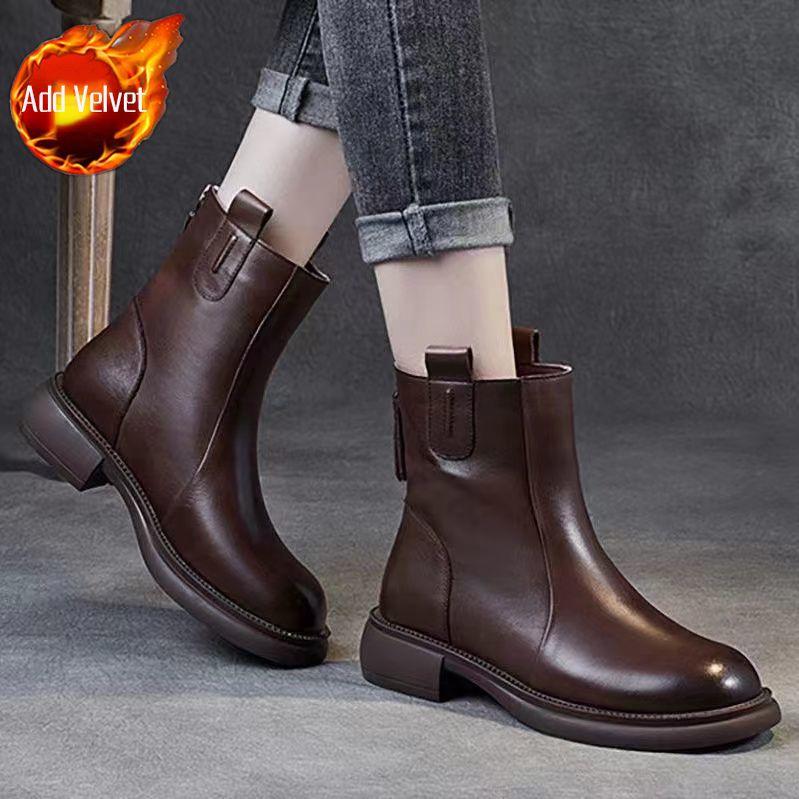 Fashion Women's Ankle Boots Zip Moccasin Black Lightweight Booties New In Pu Designer Luxury Sale Trend 2025 Y2k Goth Female Short Shoes