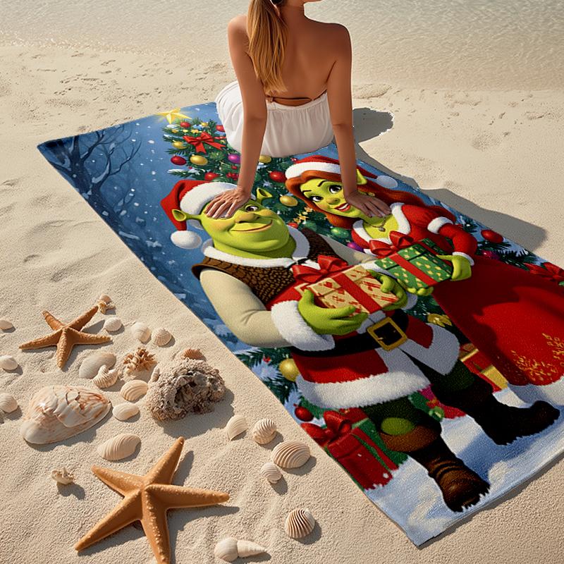 Ultra-weiches Strandtuch mit Shrek-Thema, ideal für Pool - Camping, Tauchen - Perfekter Reisebegleiter, Lebendiges Strandtuch.