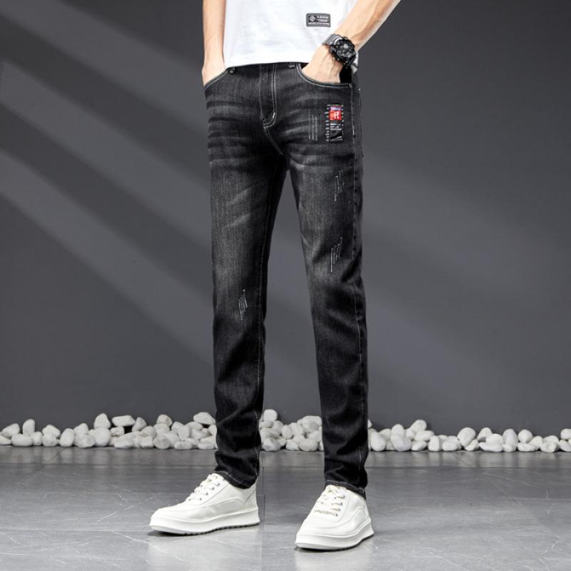 JYL New Washing Machine Daily Trousers Men's Spring and Autumn Elastic Jeans Straight
