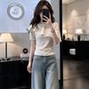 French Ruffle Edge White T-shirt Short-sleeved Women's Summer New Large Size Temperament Thin Versatile Top