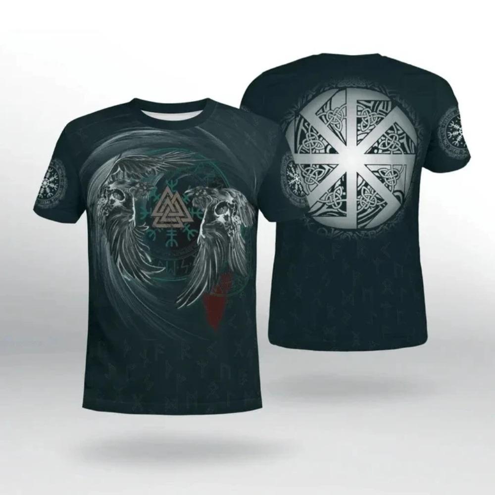 Viking Myth Totem 3D Printed Men's T-shirt Summer Casual Loose Short Sleeve Plus Size Men and Women's Tees Tops Outdoor Streetwear