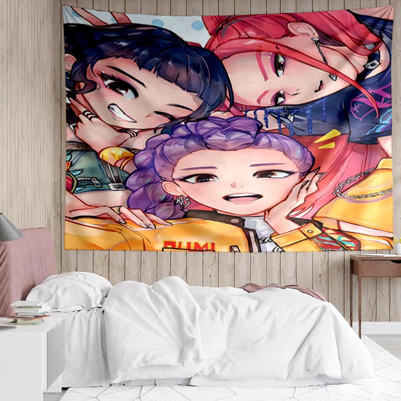 1PC Kpop cartoon K-pop music group Tapestry Accessories for Bedroom,Livingroom, dormitory Room Wall Decor Fan Birthday Gifts