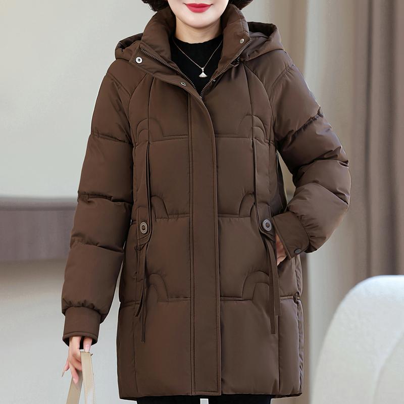 Parka Lungă pentru Femei Plus Size, Jachete Calde de Iarnă, cu Glugă, Elegantă, Largă, Groasă, Îmbrăcăminte Exterioară, Palton pentru Femei de Vârstă Mijlocie