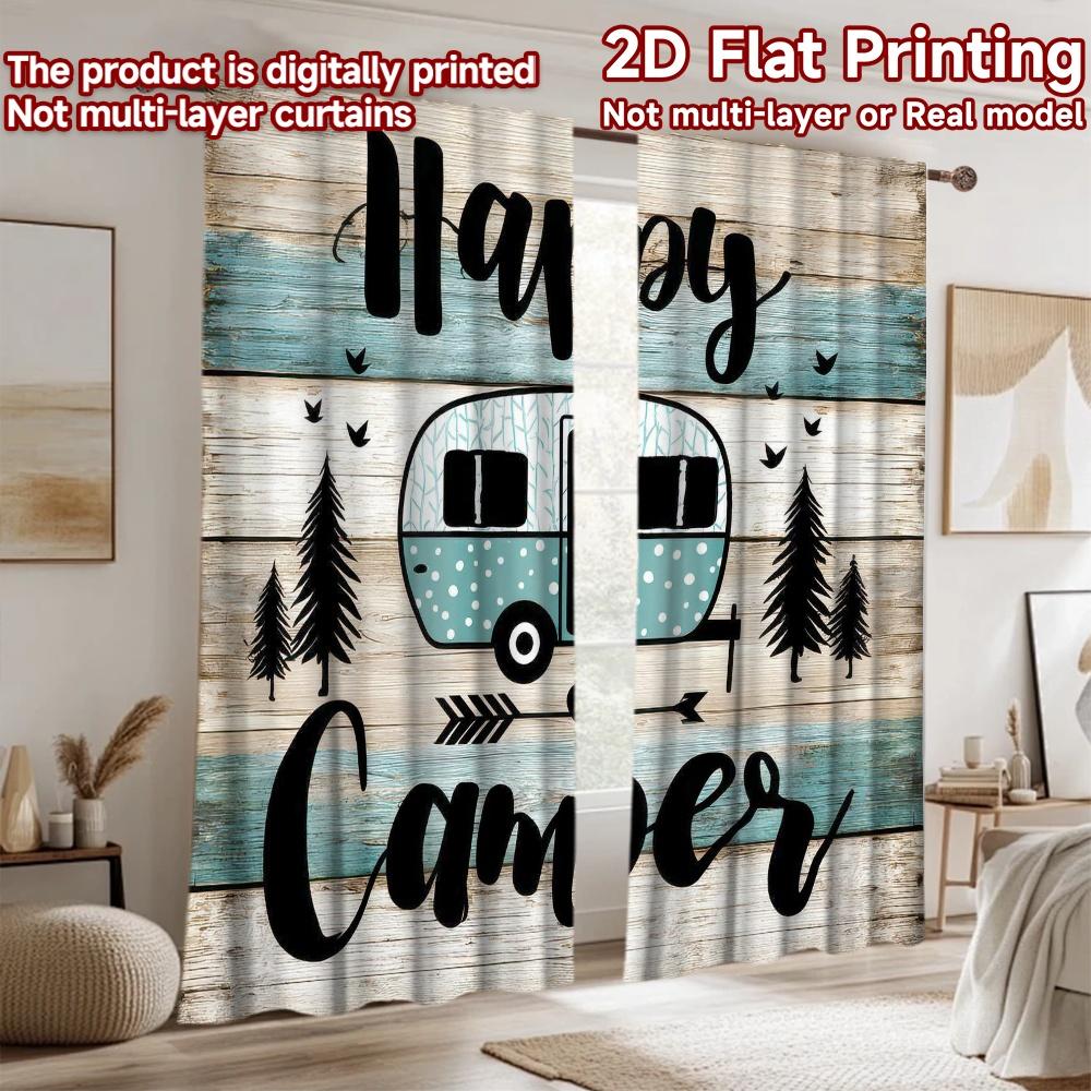 2D flache Fotografie Kulisse Fotografie Kulisse Camping Freude Wohnwagen 100% Polyester Party Dekorationen Verwendung für Geeignet