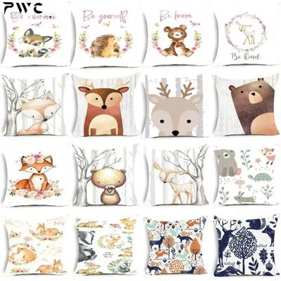 Boho Woodland Animals povlak na polštářek Medvěd Liška Lesní zvířátka z džungle Povlak na polštář Dekorativní polštářky jako dárek k narozeninám