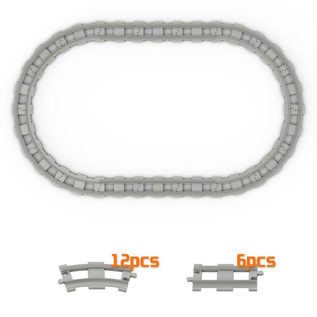 Big Building Block Light Gray Railroad Track Compatible Duplo Trains Parts Kit Platform Curved Track Toy Set For Children'S Gift