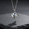 Vnox Men's Blue Stone Elephant Head Pendant O-chain Necklace, Stainless Steel Animal Waterproof Jewelry Longevity Strength Gifts