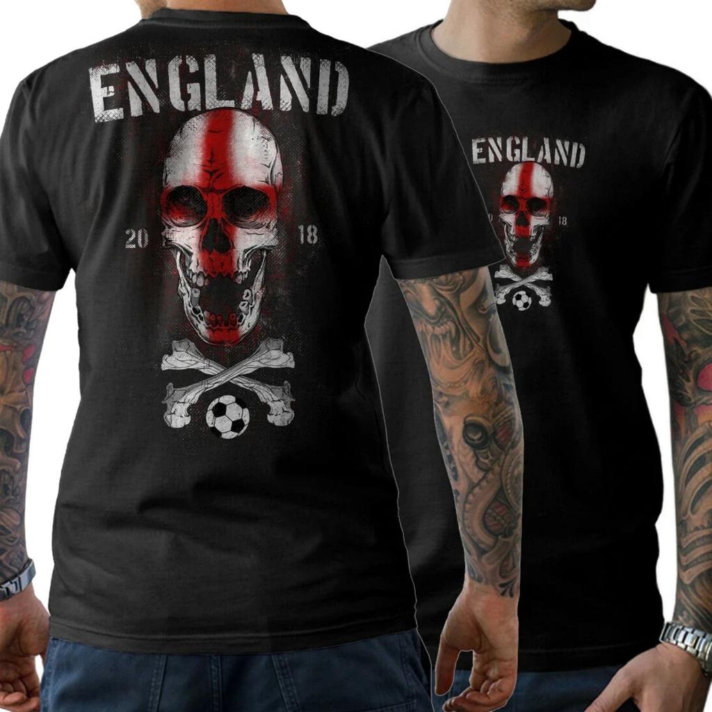 Hot Sale England Flag Skull T Shirt New 100% Cotton Short Sleeve O-Neck T-shirt Casual Mens Top