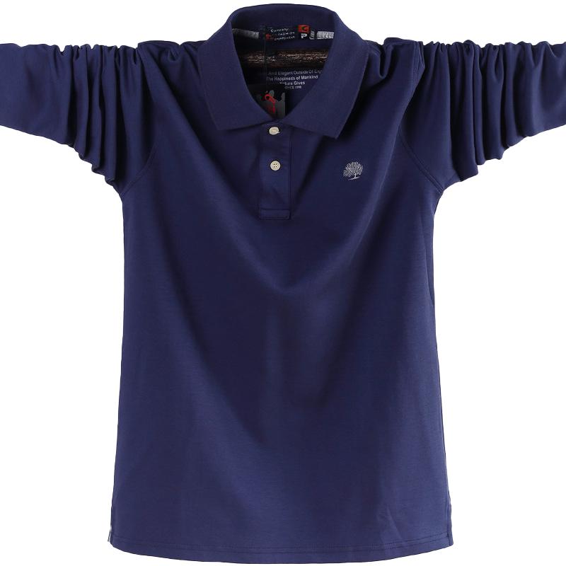 

Нова чоловіча сорочка поло з довгим рукавом, ділова повсякденна бавовняна чоловіча футболка, великий розмір 6XL 2XL темно-синього кольору