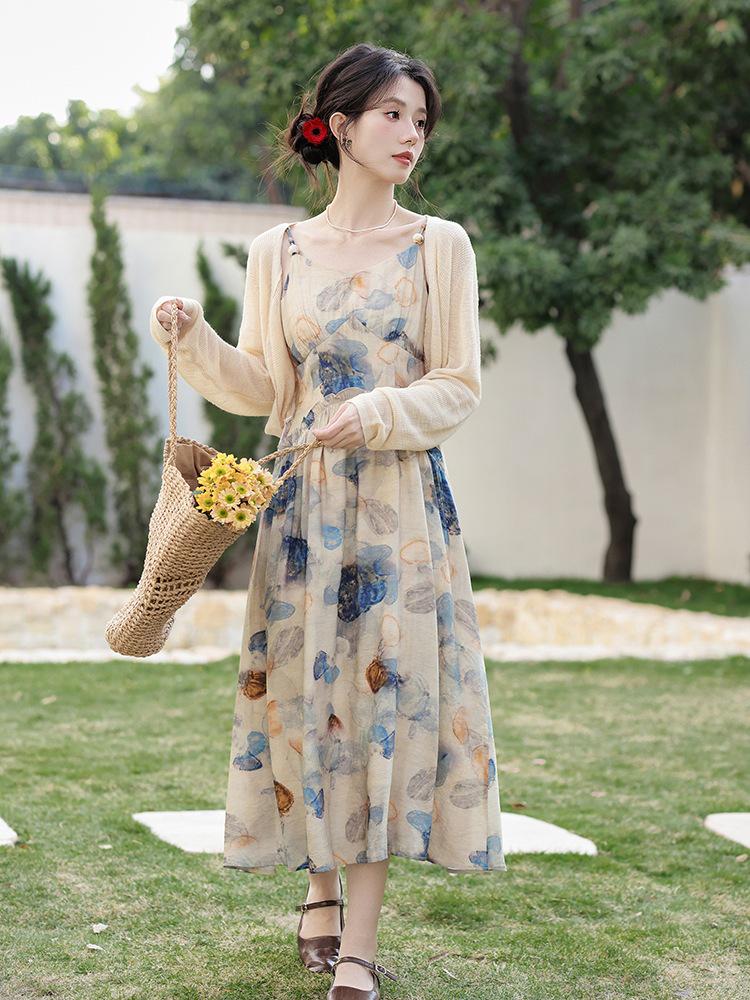 Women's New Summer Floral Drawstring Camisole Dress