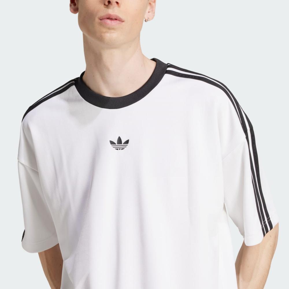 adidas Originals Adicolor Jacquard Loose Striped Pullover T-Shirt Unisex Tops White Black JW5877