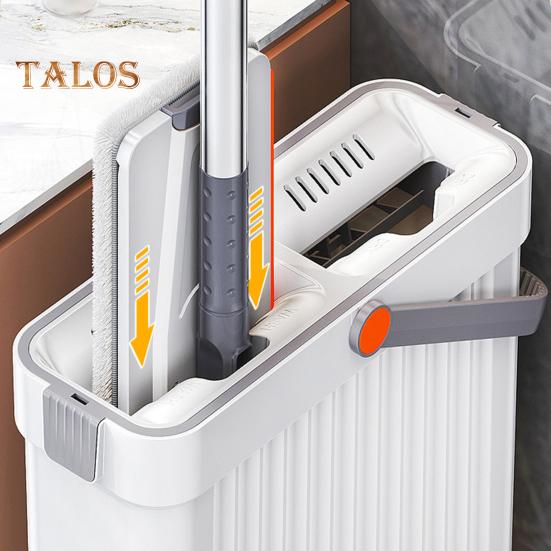 Mop And Bucket with Wringer Set Hands-Free Flat Floor Mop And Bucket with 4 Washable Microfiber Pads for Home Floor Cleaning