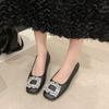 Women's Autumn New Square Toe Loafers,Soft Bottom Non Slip Slip On Comfortable Bean Shoes