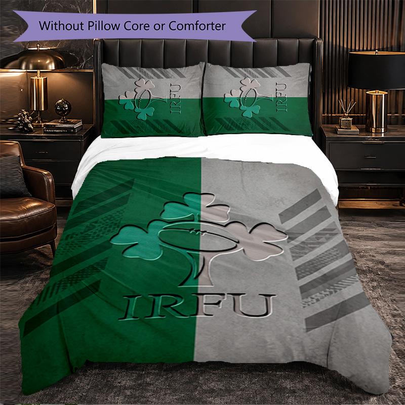 Ireland Rugby Pattern Microfiber 3Pcs Bedding Set Decor Duvet Cover Set For Bedroom Home Use