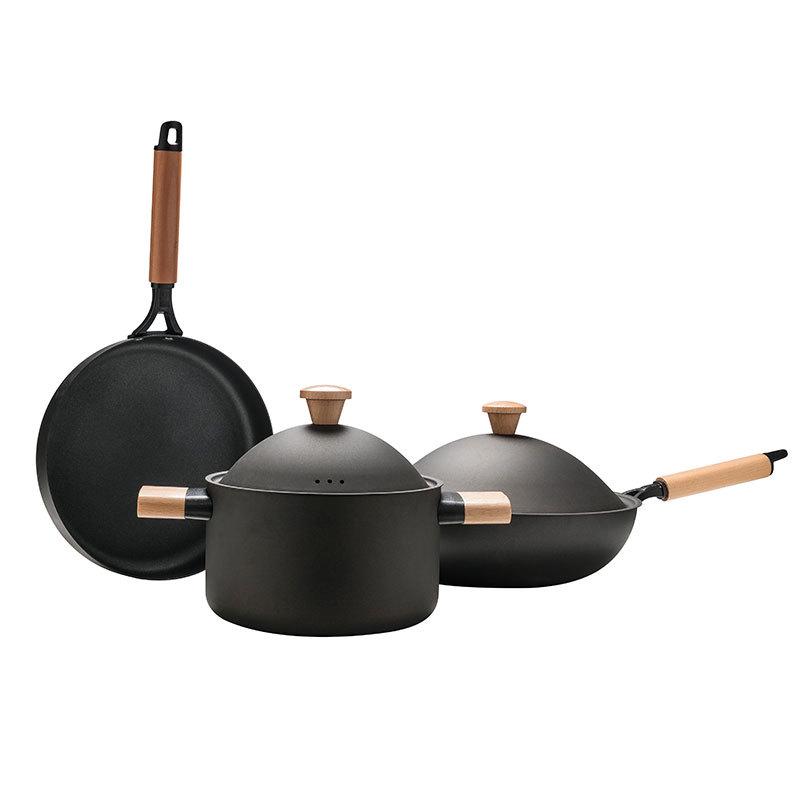 European Light Luxury Non-Stick Cookware Set: Wok, Frying Pan, Soup Pot.