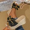 Bowknot Decor Chunky Platform Slippers Woman Plus Size Fashion Wedge Heel Sandals for Women Summer Thick Bottom Beach Slippers