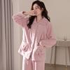 Coral Fleece Pajamas Women'S Winter Thickened Fleece Large Size Middle-Aged And Elderly Mothers Autumn And Winter Flannel Loungewear Set