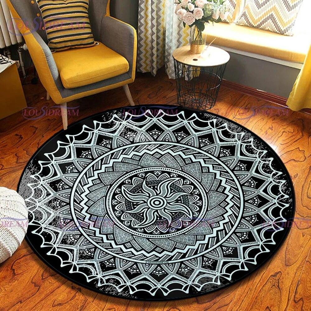 Kitchen Crystal Witch Round Area Rugs Indoor Circle Rug Halloween Entryway Doormat Floor Carpet for Bedroom Living Room Mat