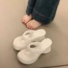 Flip-flop slope heel toe sandals outer wear summer new muffin thick-soled high-heeled casual beach slippers