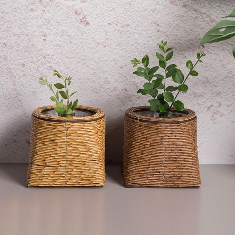Natural Flower Plant Basket With Woven Rattan Design For Indoor And Outdoor Use Perfect For Herbs And Potted Flower Use