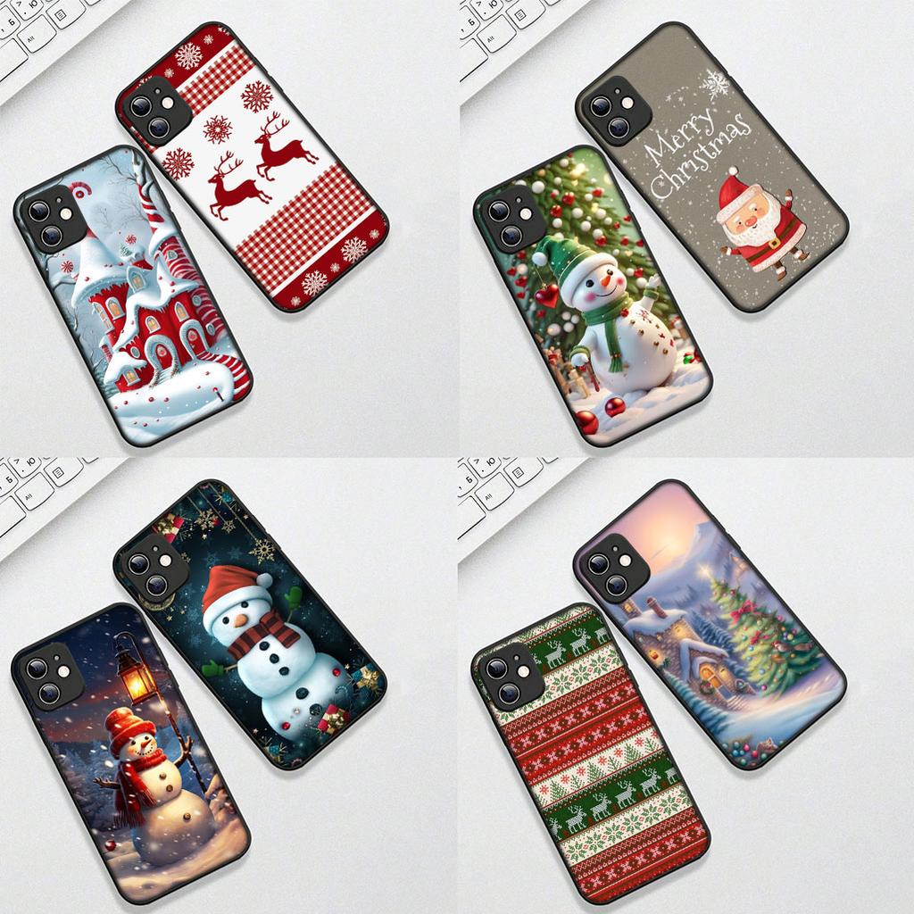 Snowman Merry Christmas Tree Deer Gift Phone Cover for Apple iPhone 12 13 Pro Max Mini ProMax X XR 17E 13Mini Protective Case