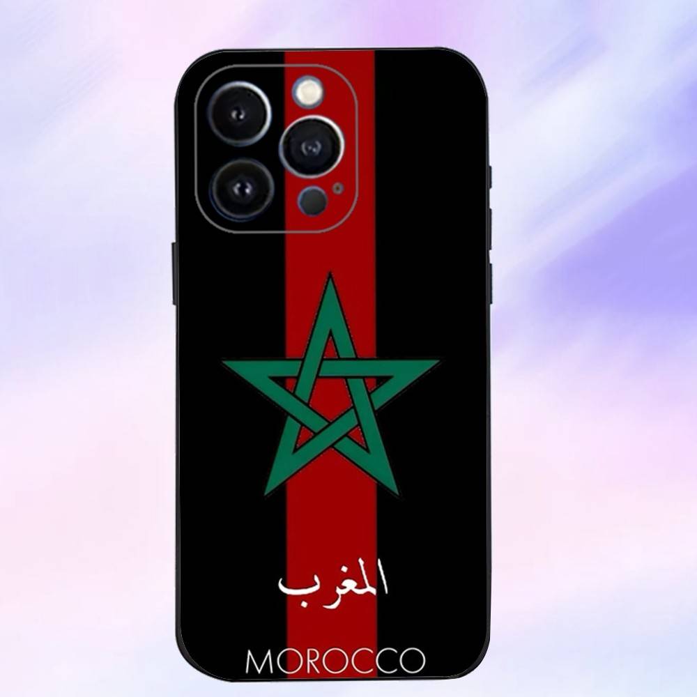 M-Morocco Flag Phone Case For iPhone 16,15,14,13,12,11 Plus,Pro Max,XS,X,XR,SE,Mini,8,7,Soft Silicone Black Cover