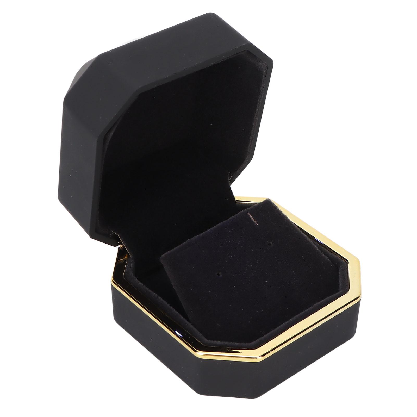 Scatola Regalo per Gioielli con Luce LED Espositore per Orecchini e Bottoncini per Proposta Fidanzamento Matrimonio Nero nero