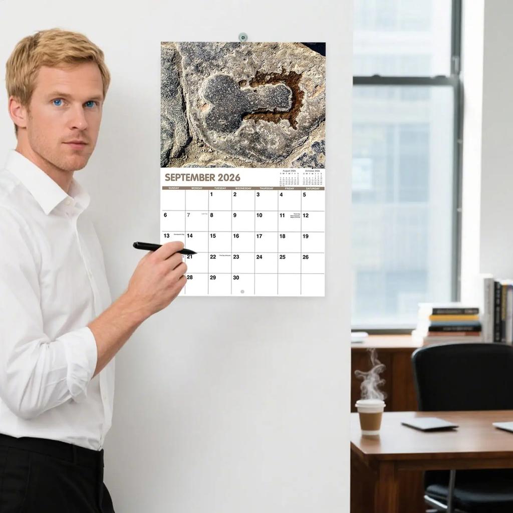 Kalendář 2026 12 měsíců Vtipné ilustrace kaktusů Dekorace do domácí kanceláře Humorný dárek pro vizuální zobrazení Plánování Time management