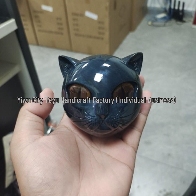 Elegant Black Cat Resin Stone Sculpture