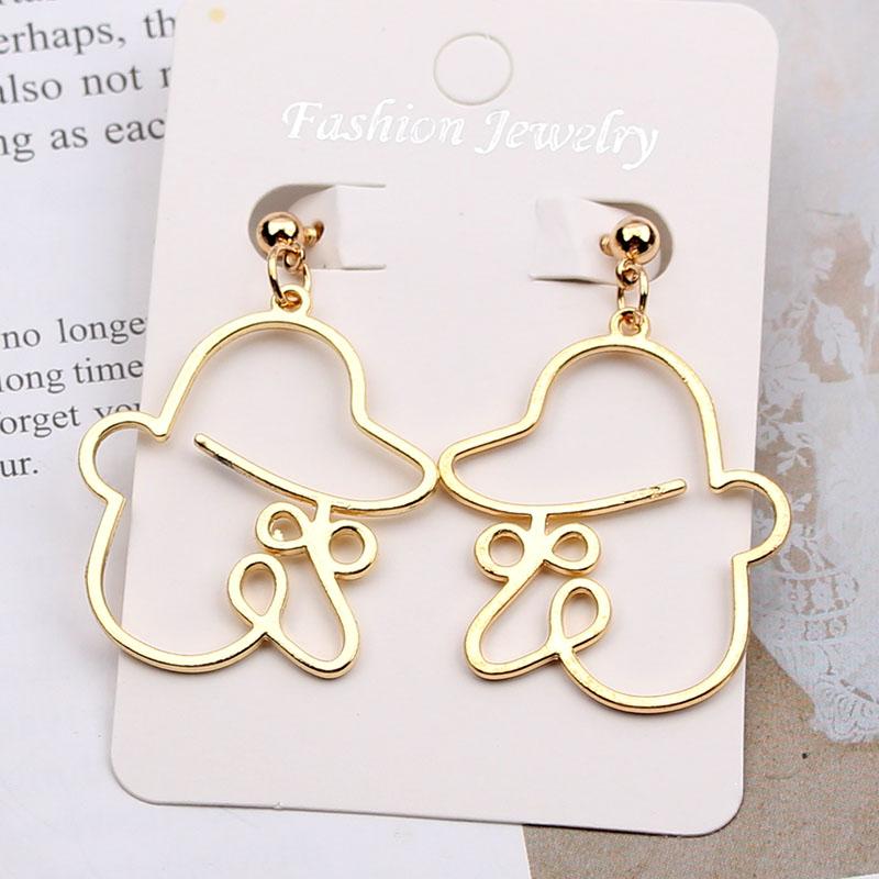 New Punk Face Drop Earrings For Women Retro Abstract Hollow Statement Hand Metal Fashion Dangle Earring Jewelry