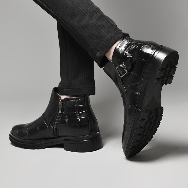 2024 Mens Black Boots Luxury Brand Dress Office for Men Ankle Boots Leather British Style Male Side Zipper Men's Shoes